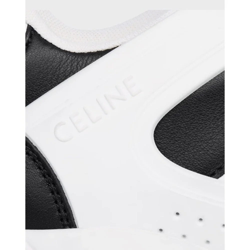 Celine Trainer Calfskin CT-07 Low Top Sneaker White/Black Authentic Men's 39